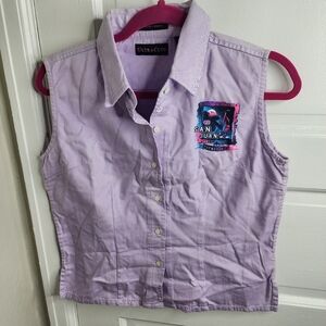 Vintage 90s San Juan Puerto Rico Purple Sleeveless Button Up Womens Small
